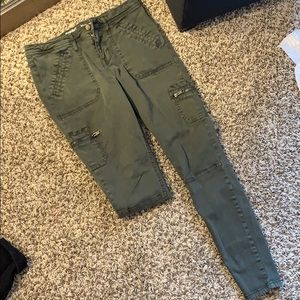 Army green ankle pants